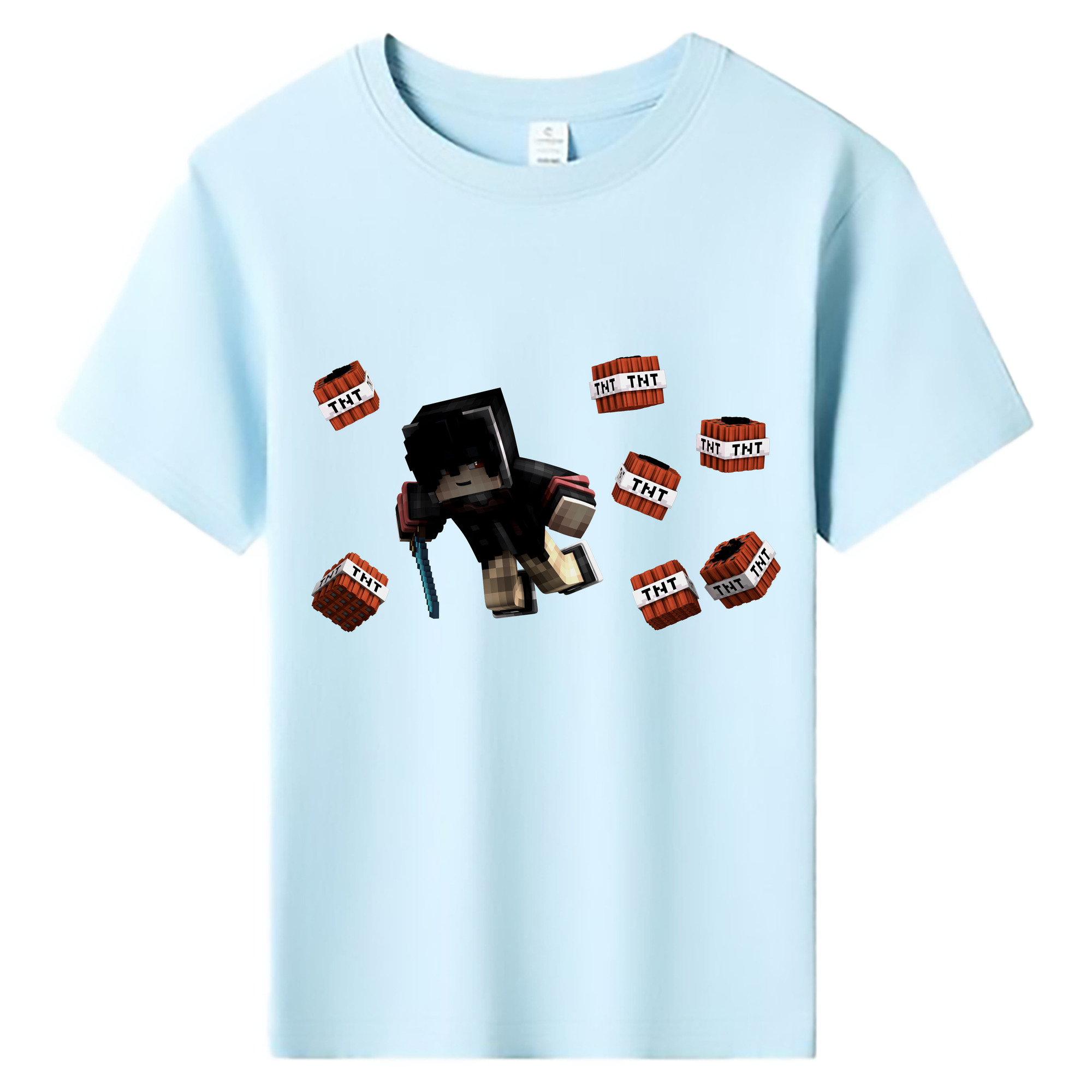 （画像用） マインクラフト ブロックの世界 Minecraft MC Block world 綿100％キッズTシャツ（フロントプリント）